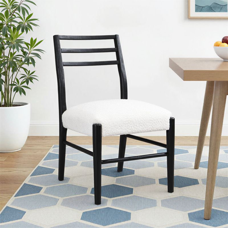 Deeann 22'' H Upholstered Side Chair, Beige Boucle/Black