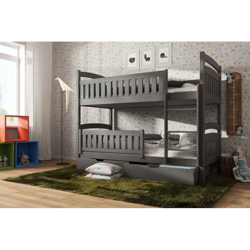 Bunk Bed with Storage Included with Built-in Ladder Included, Graphite