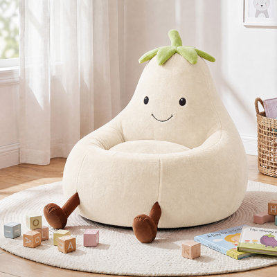 Caricature d'un fauteuil à billes aubergine, canapé pour chambre d'enfant avec housse lavable pour lire, se prélasser et regarder la télévision
