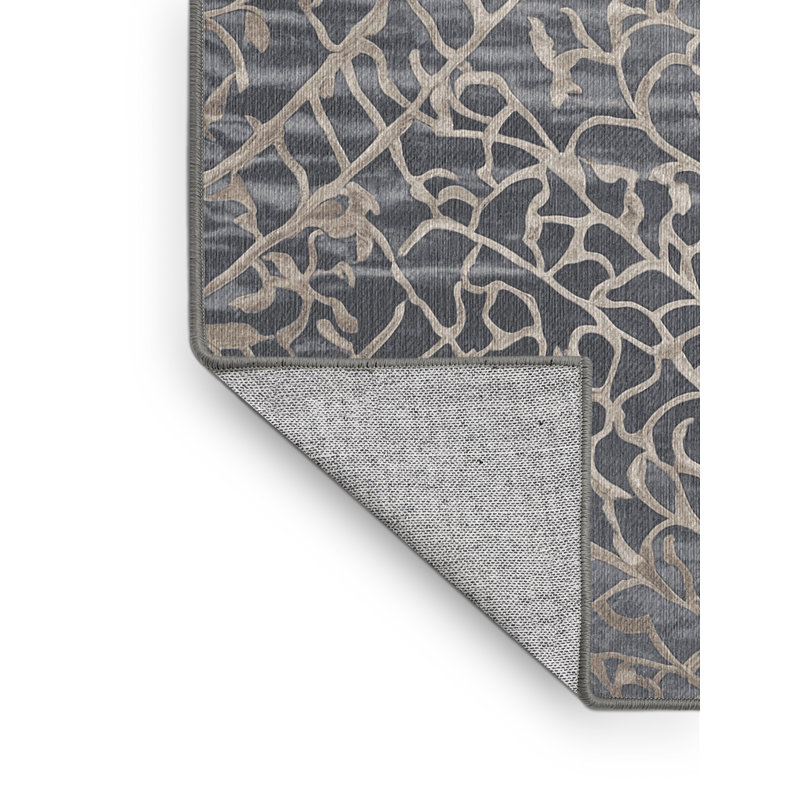 Machine Washable Gray Area Rug, Round 8'