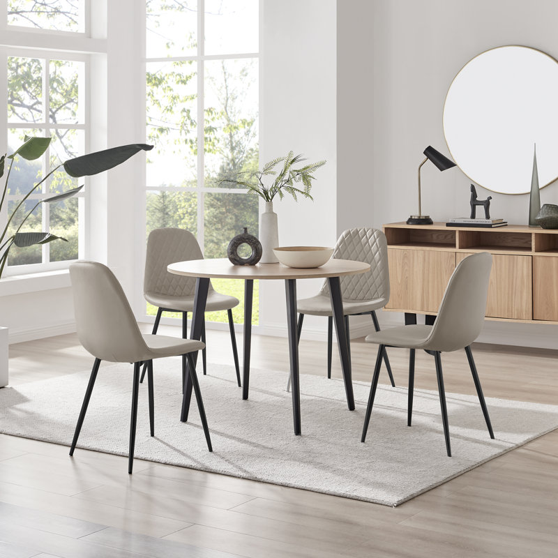 Betsab 4 - Person Dining Set, Oak/Black, Cappuccino