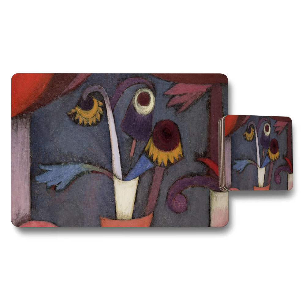 Abstract Art Placemats And Coaster Set Modern Dining Table Decor