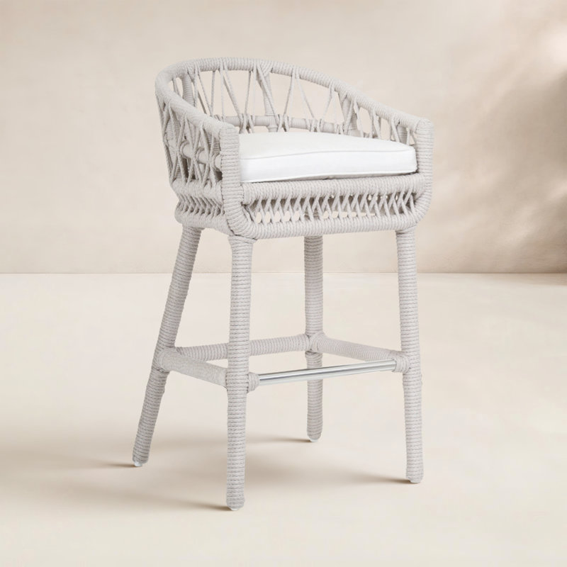 Dana Outdoor Bar Stool, Linen Canvas Sunbrella® Canvas