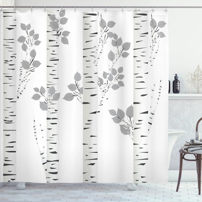 Ensemble de rideau de douche et crochets Birch Tree, H 84 po x l 69 po