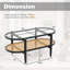 Table basse à 2 niveaux avec plateau en verre trempé et structure en bois d'acacia