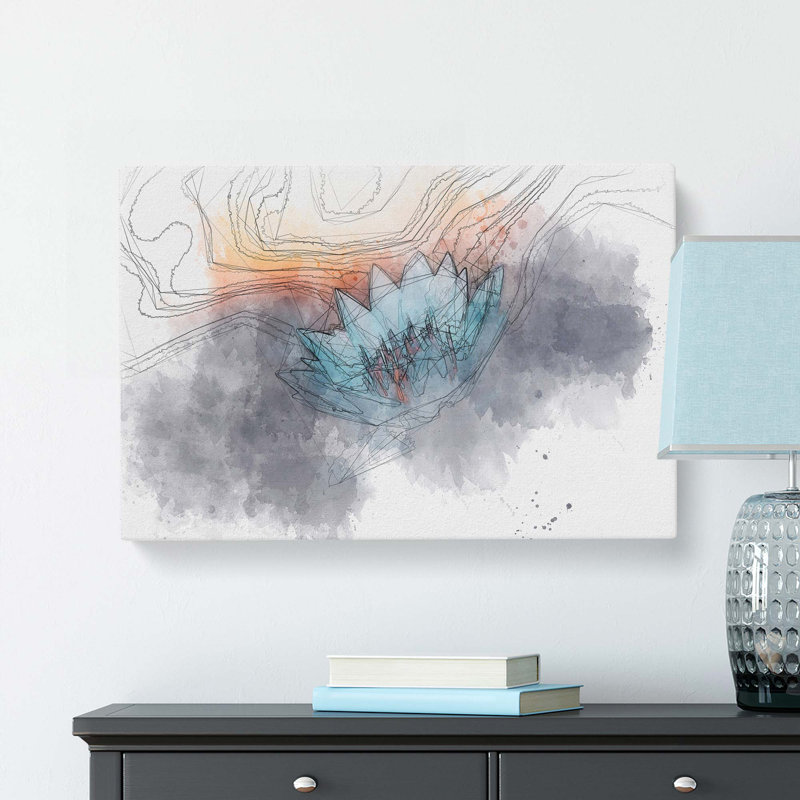 Lotus Flower In Abstract - Wrapped Canvas, 60cm H x 91cm W x 3cm D