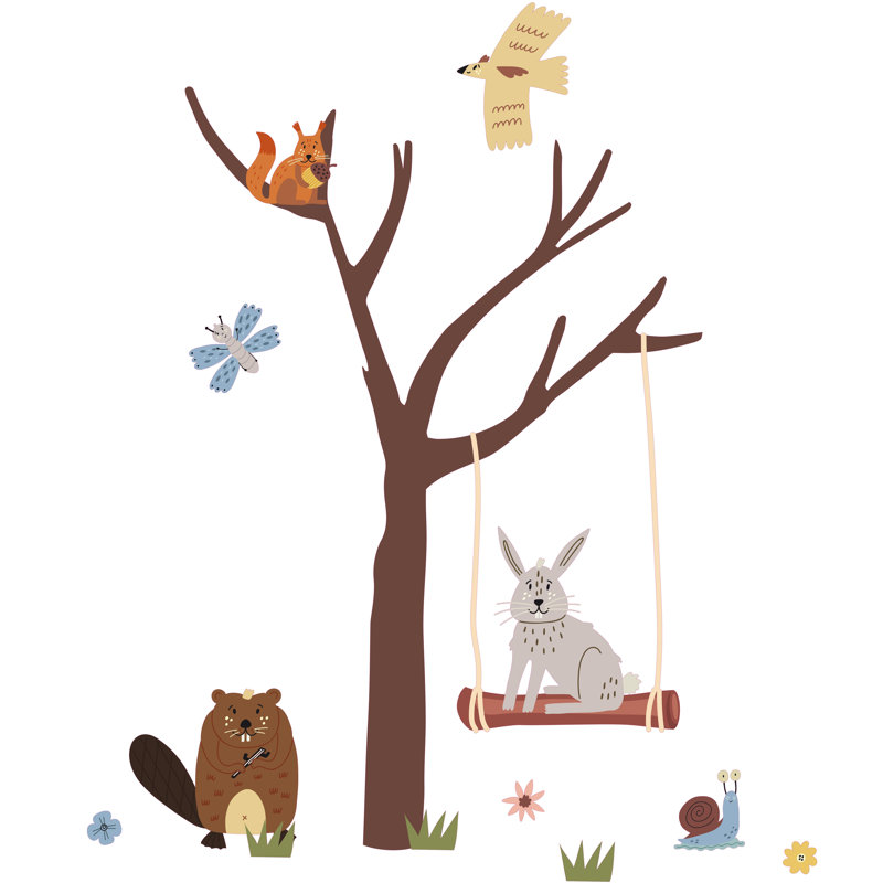 Autocollant mural animaux des bois sauvages