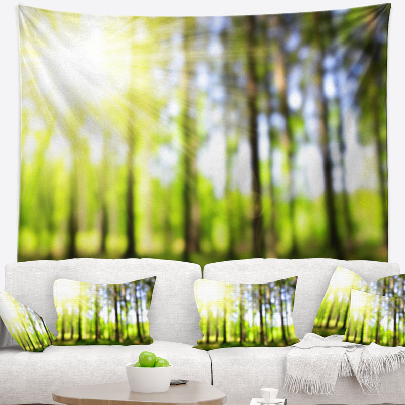 Bokeh de polyester dans le tapisserie de forêt avec accessoires suspendus inclus, H 32 po x l 39 po