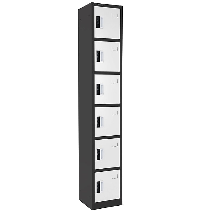 72" Black and White 6-Tier Steel Storage Locker