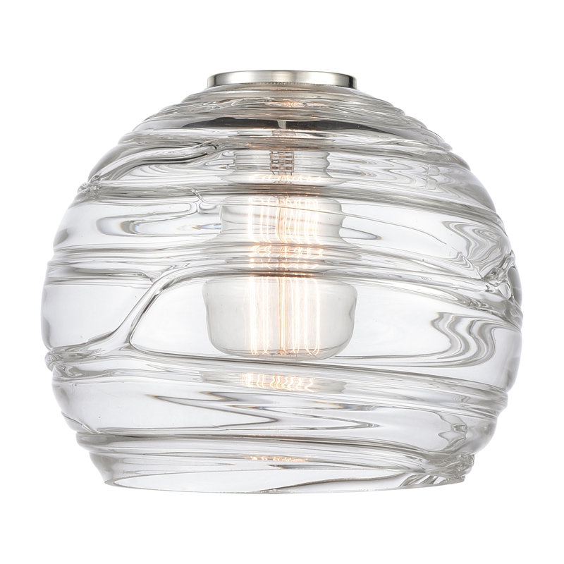 Luminaire suspendu simple à 1 lumière 1 lumière, H 10,75 po x l 8 po x P 8 po, Clair, Nickel satiné brossé