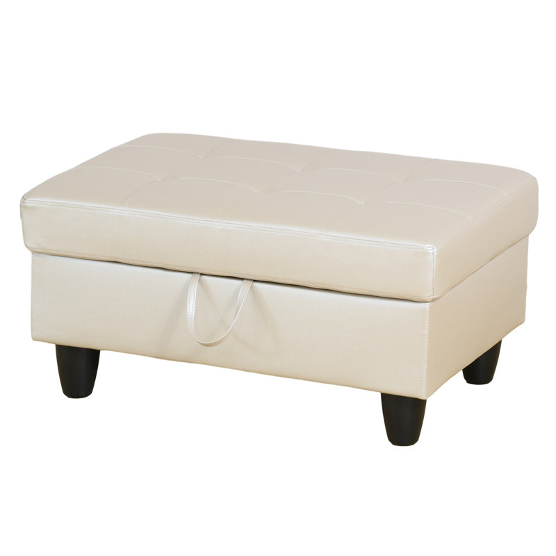 Faux Leather Ottoman, Latte Faux Leather