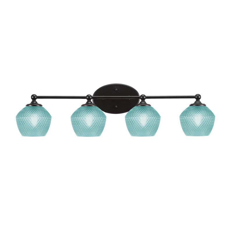 Barre d'éclairage de salle de bain 4 lumières Sheffield, Bleu, Noir mat