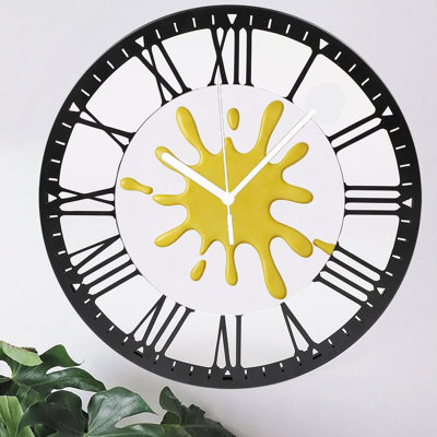 Horloge murale ronde en fer 10 po avec mouvement à quartz silencieux, chiffres romains, impression UV