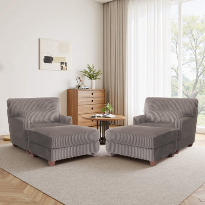Chaise longue moderne avec repose-pieds mobile et coussin (ensemble de 2)