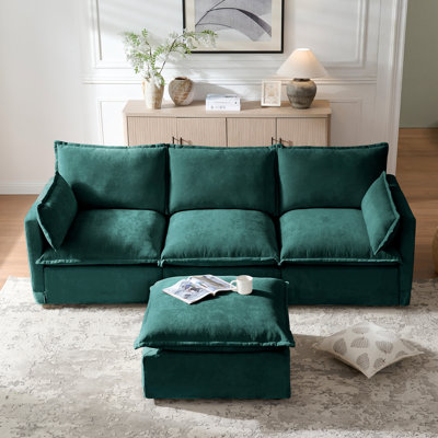 Canapé modulaire de 93,31 po pour le salon, en forme de L 4 avec chenille profonde et mobile, relaxation immersive, mise à niveau du coussin de siège et installation simple, capacité de poids de 330 livres, adaptable à