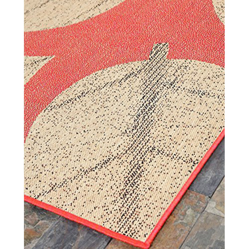 Tapis intérieur/extérieur rouge/beige leaves Otega, Rectangle 3 pi 3 po x 5 pi