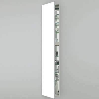 M Series Recessed Framed 1 Door Medicine Cabinet with 7 Adjustable Shelves and LED Lighting