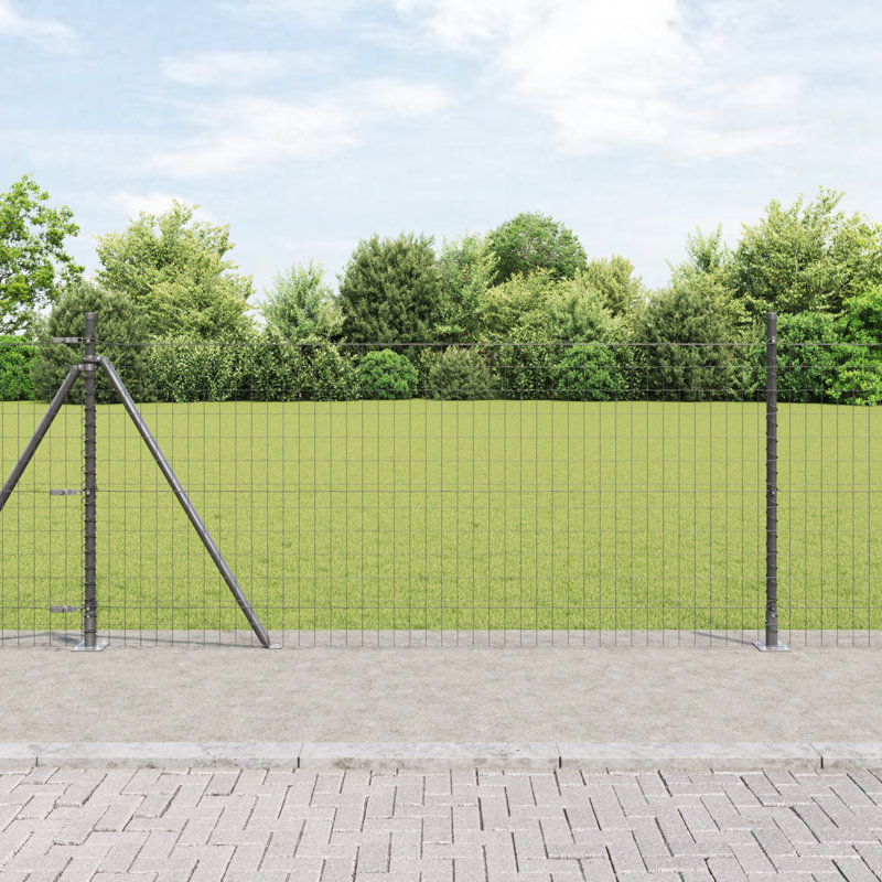 Fence with Post, Grey, 100 x 2500 x 0.2 cm