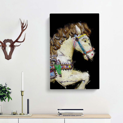 Vintage Rocking Horse in Abstract - Wrapped Canvas