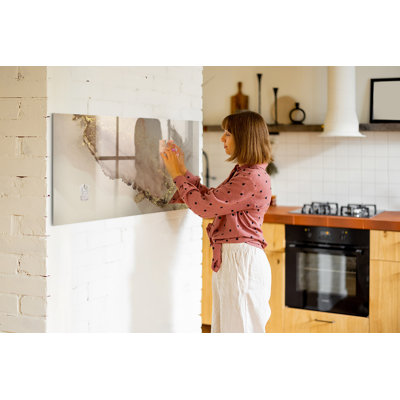 Magnetic Memo Board Whiteboard - 120 x 60 cm - With Marker and Magnets - Golden marble