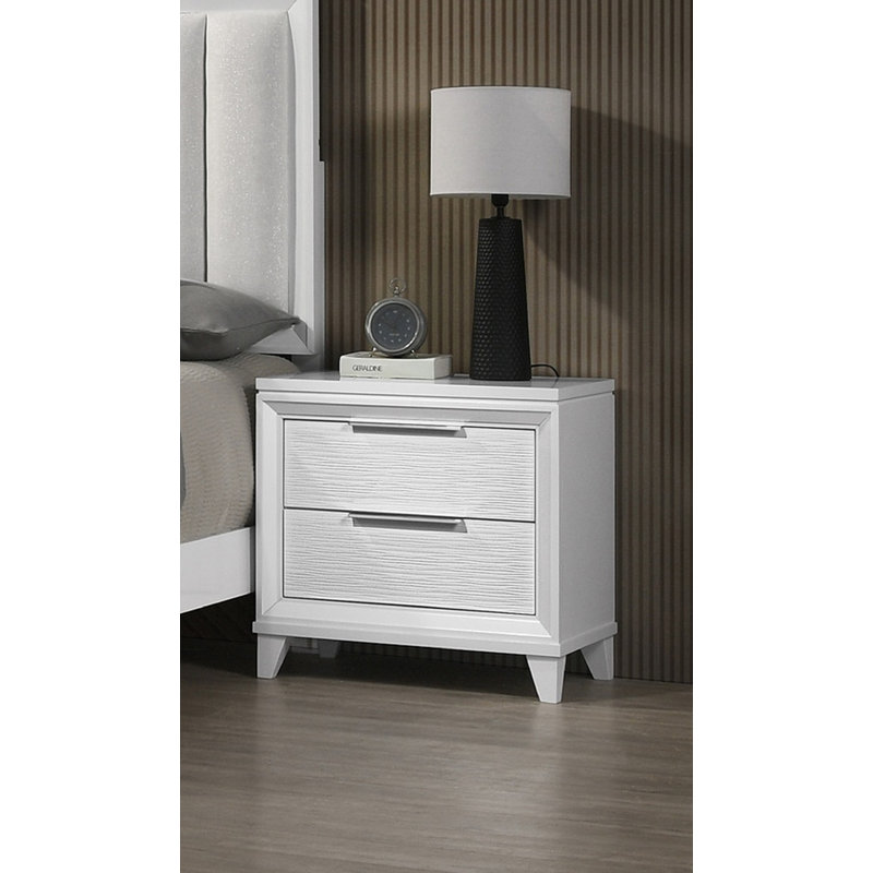 Mobilier de chambre à coucher contemporain à 2 tiroirs avec table de chevet et rangement