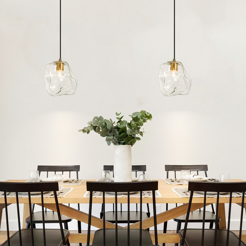 1 - Light Kitchen Island Pendant Light Hand-Blown Glass Shade