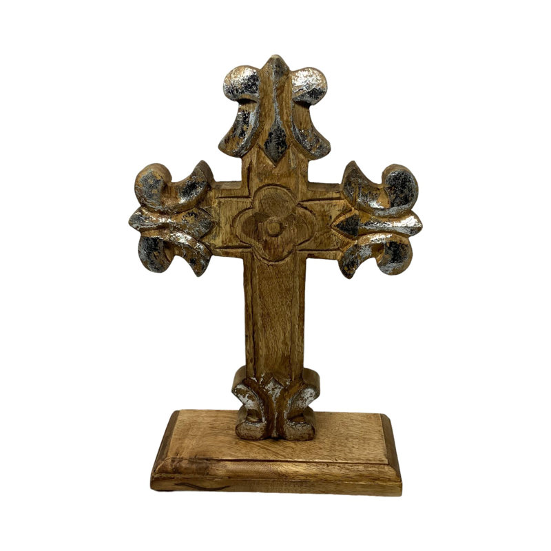 St Charles Table Cross - Natural with Silver Foil