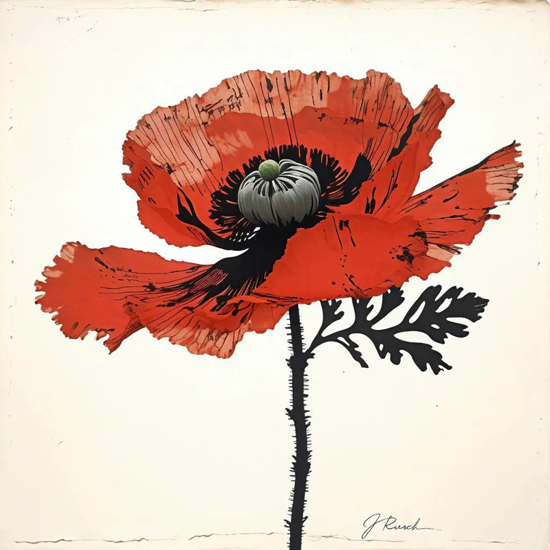 «Crimson Whisper Poppy», art sur toile tendue, H 20 po x l 20 po