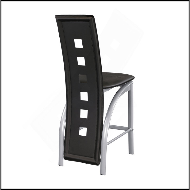Ensemble de 2 chaises de style moderne à hauteur de comptoir avec base en métal et dossier rembourré en cuir