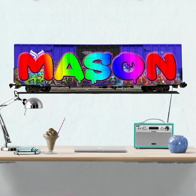 Adhésif décoratif personnalisé nom de wagon de chemin de fer Graffiti - autocollant mural personnalisé - décoration de chambre