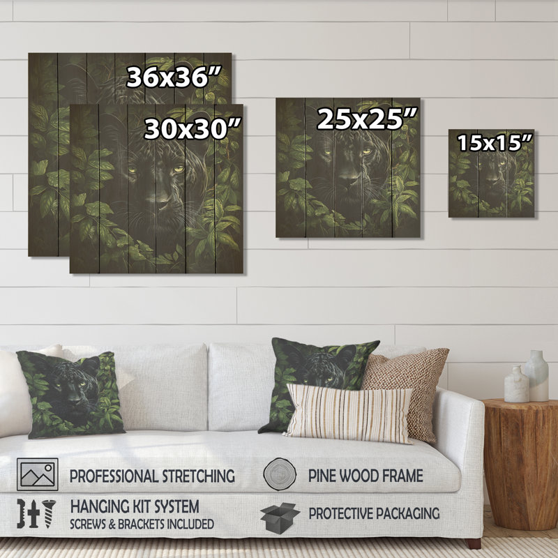 Shadow Panther Camouflage - Animal panthère sur bois, H 15 po x l 15 po