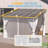 White Hard Top Lean To Gazebo Pergola With Curtains And Mosquito Netting-123829709