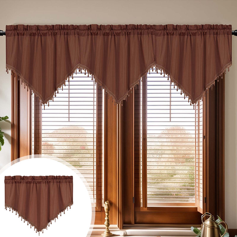 Kbndieu Curtains Short Curtains Solid Color Curtains Triangular Curtains Household Curtains Small Curtains Through Rod Curtains