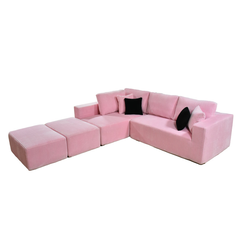 Canapé modulaire Boneless Fernvale, Velours côtelé rose