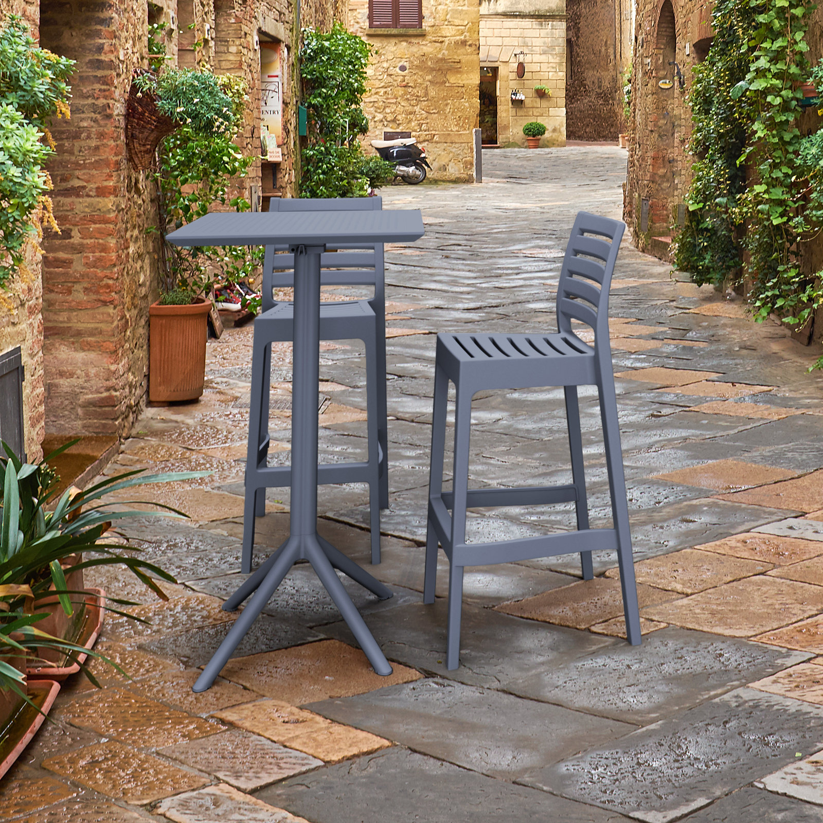 Farrah 24" Patio Dining Set, Dark Gray