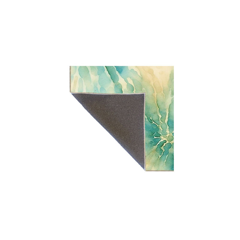 Tapis vert délavé à motif tissé flou et tapis lavable, Rectangle 4 pi 7 po x 6 pi 7 po