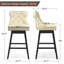 Ensemble de 4 tabourets de bar pivotants, tabourets de bar en cuir de polyuréthane avec devant capitonné à boutons et tirette à anneaux, tabourets de bar d'une hauteur de 30 po avec pieds en bois massif pour îlot de cuisine ou bar, beige-745412504-745412506