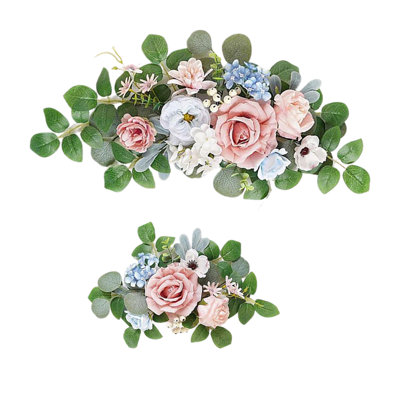 Wedding decor (pack of 2) Welcome Sign Flower Backdrop Garland For Ceremony Reception Wall Easel Home Decoration Entryway Faux Outdoor Board Head Table Decor