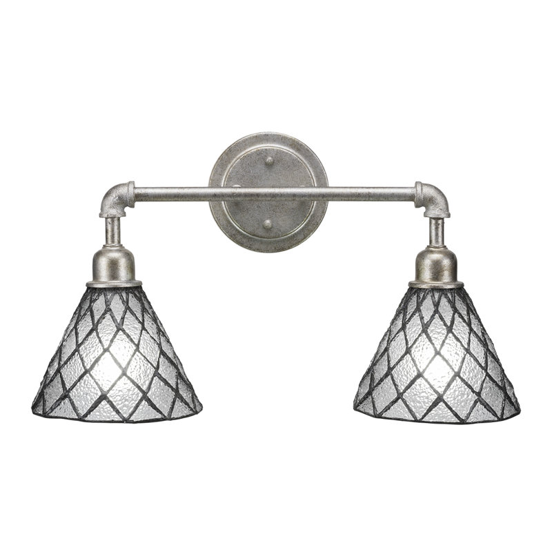 Éclairage pour meuble-lavabo 2 lumières rétro Sanni, Argent