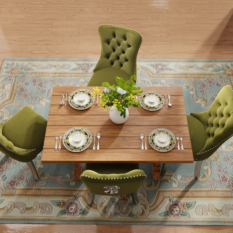 Modern Velvet Dining Chairs Dining Room Chairs Set of 8, Olive, Sliver