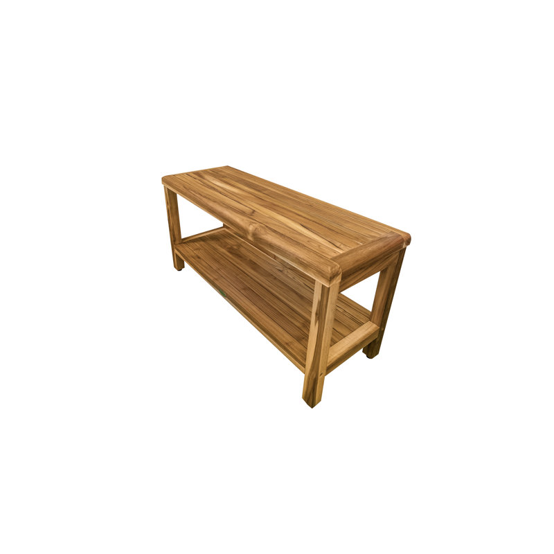 Teak Freestanding Shower Bench with Shelf and LiftAide Arms