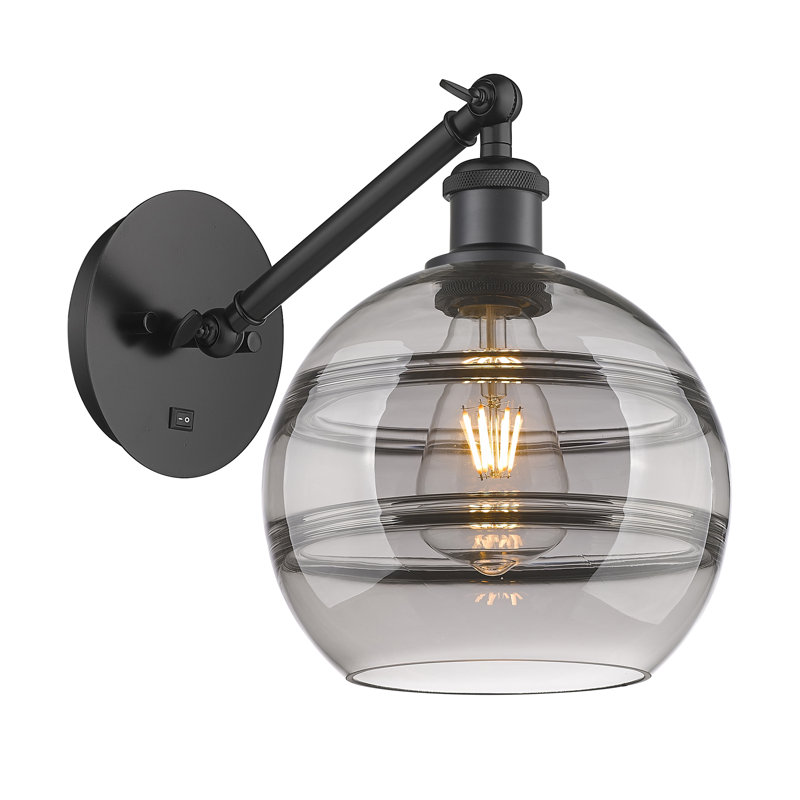 Chartoff Steel Armed Sconce, Light Smoke, Matte Black