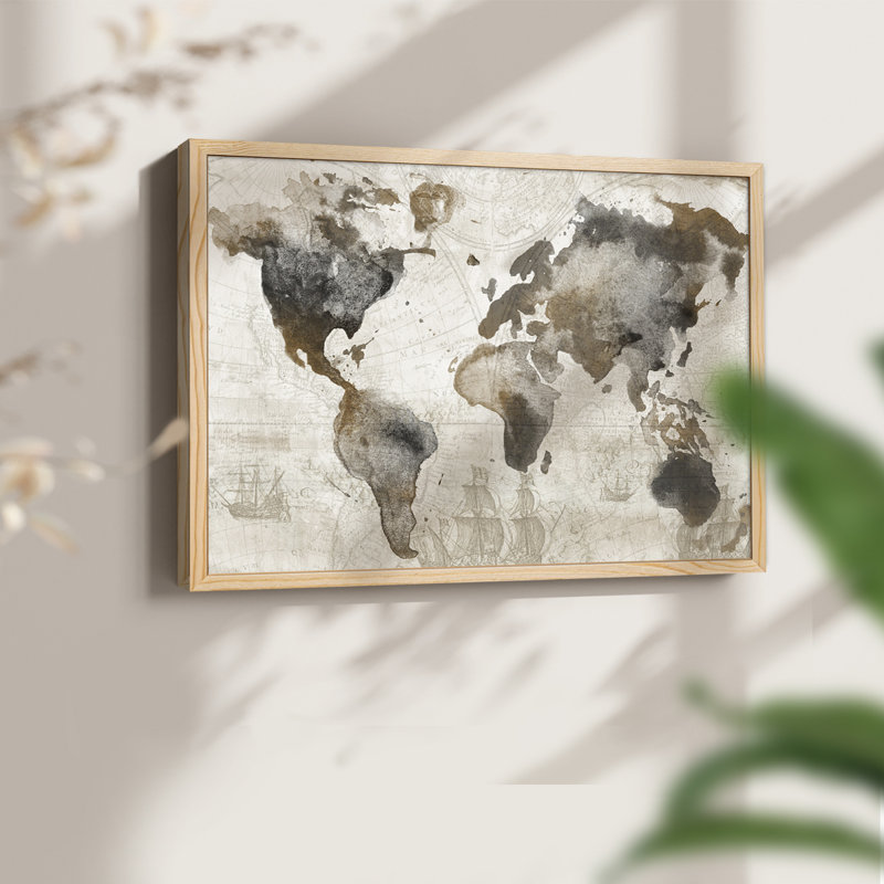 Antique Map -Framed Print - Restickable, 8" H x 10" W, Natural