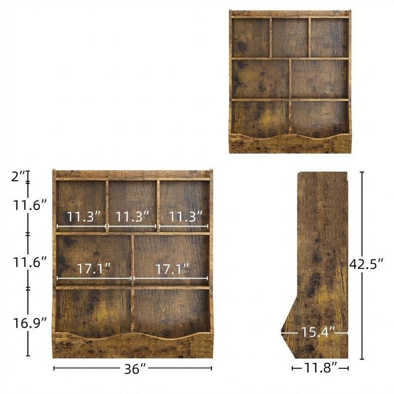 Bibliothèque 42 pouces à 3 niveaux avec rangement à 3 niveaux et rangement pour jouets avec casiers ouverts et boîtes à jouets inclinées