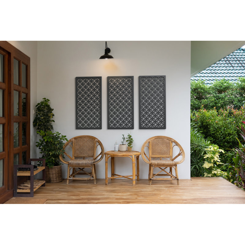Geometric Circles Garden Screen 120 X 60cm, Black