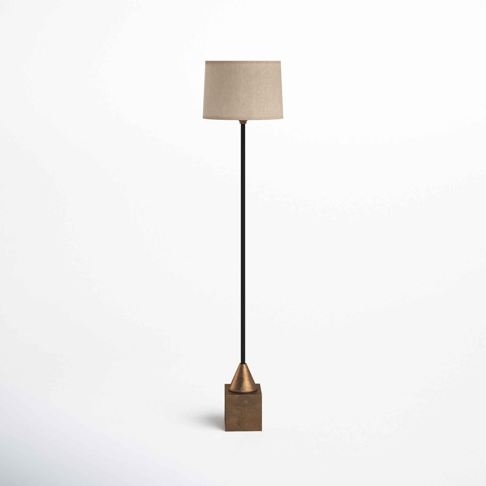 allen + roth 59.5-in Antique Brass Metal/Glass Mid-Century Floor Lamp