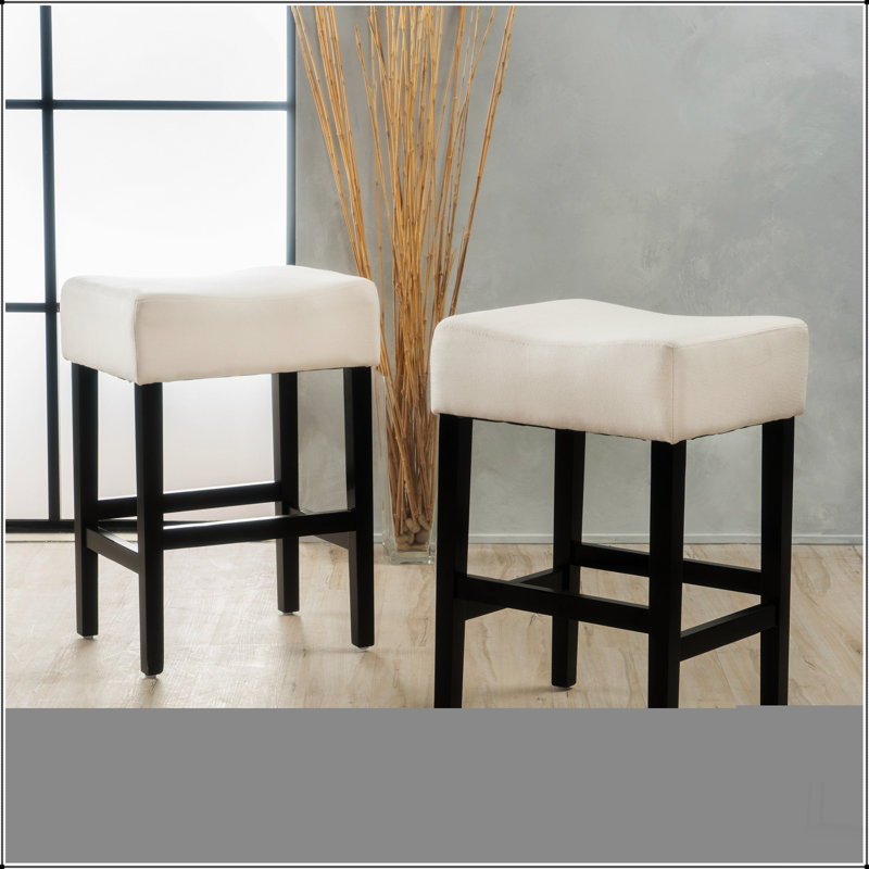 Ensemble de 2 tabourets de bar à hauteur de comptoir sans dossier 26,75 po, Beige