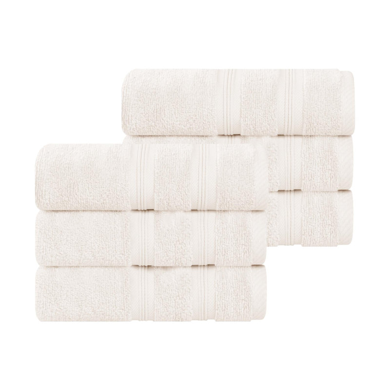  Smart Quick-Dry Zero Twist Cotton Hand Towels, Set Of 6, Ivory