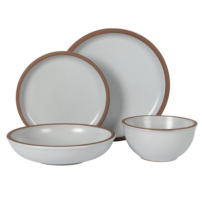 Service de vaisselle Gibson Soho Lounge Lagos Coupe, service pour 4 (16 pièces), Blanc