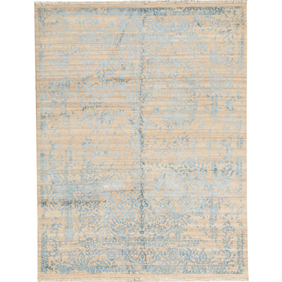 Tapis chameau et beige noué à la main de haute qualité